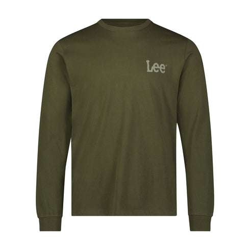 Lee Men's Long Sleeve Med Wobbly T-Shirt In Olive Night