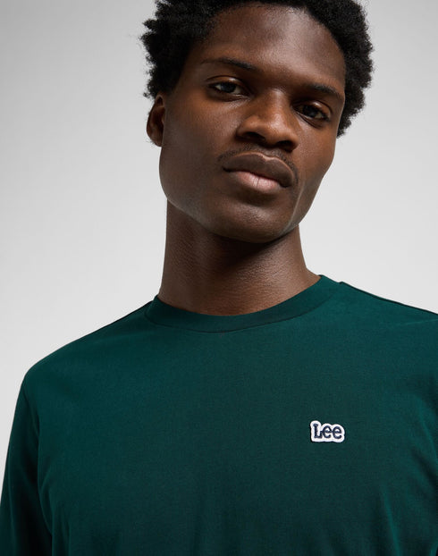 Lee Men's Long Sleeve Patch logo T-Shirt In Jade Forest