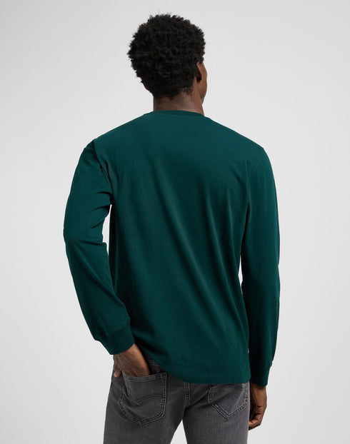 Lee Men's Long Sleeve Patch logo T-Shirt In Jade Forest