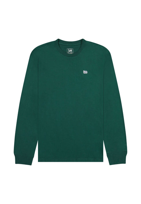 Lee Men's Long Sleeve Patch logo T-Shirt In Jade Forest