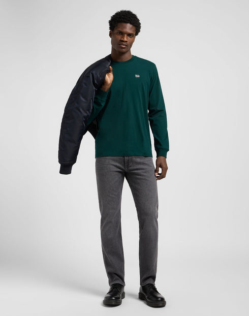 Lee Men's Long Sleeve Patch logo T-Shirt In Jade Forest