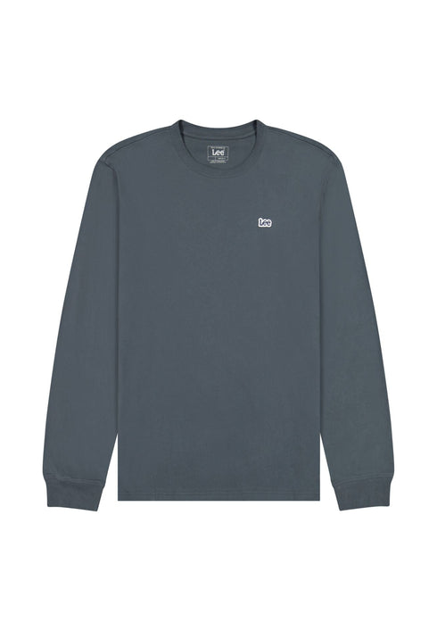 Lee Men's Long Sleeve Patch logo T-Shirt In Washed Black