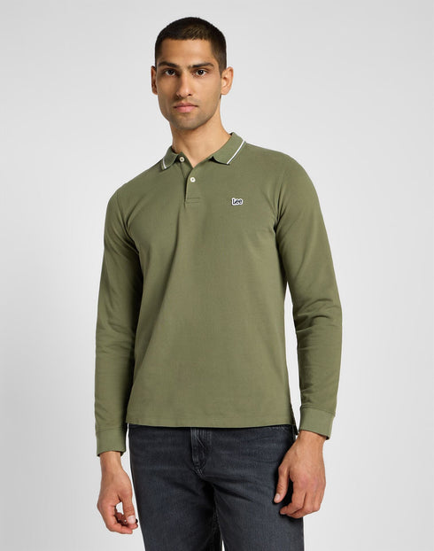 Lee Men's Long Sleeve Pique Polo In Mercantile Green