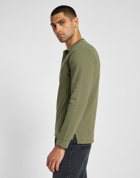 Lee Men's Long Sleeve Pique Polo In Mercantile Green