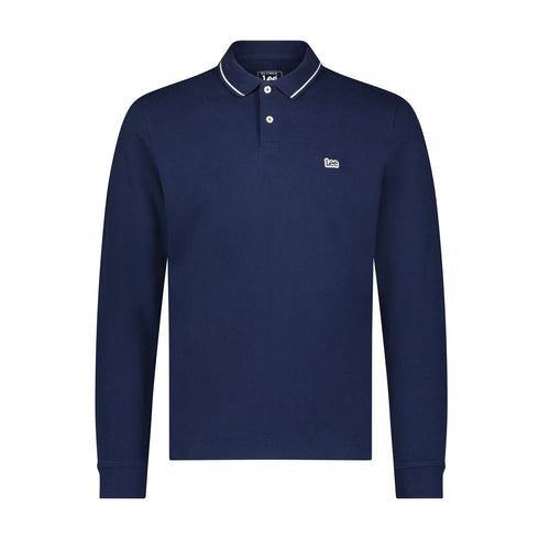 Lee Men's Long Sleeve Pique Polo In Mood Indigo