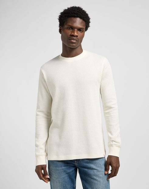 Lee Men's Long Sleeve Waffle T-Shirt In Ecru - Rodeo In