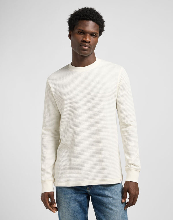 Lee Men's Long Sleeve Waffle T-Shirt In Ecru - Rodeo In