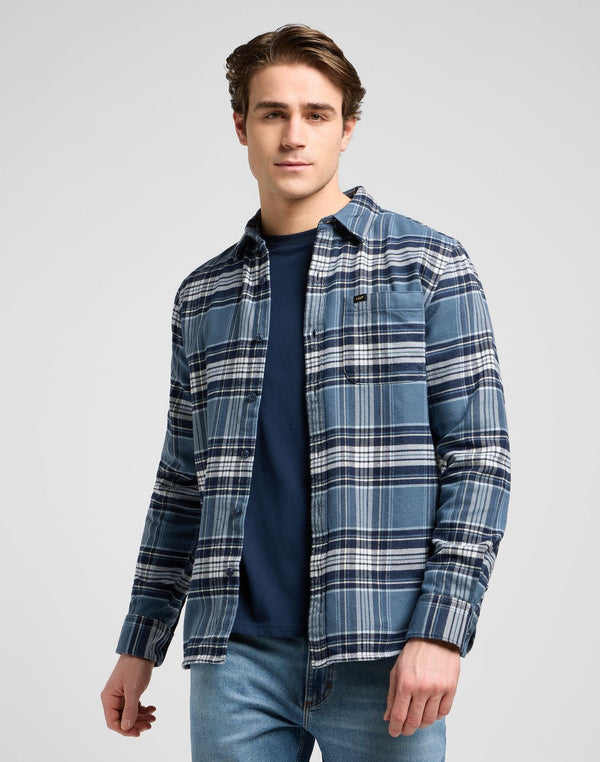 Lee Men's Mercantile Shirt In Vintage Blue Plaid - Rodeo In