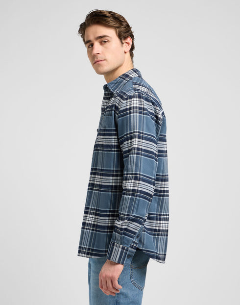 Lee Men's Mercantile Shirt In Vintage Blue Plaid - Rodeo In