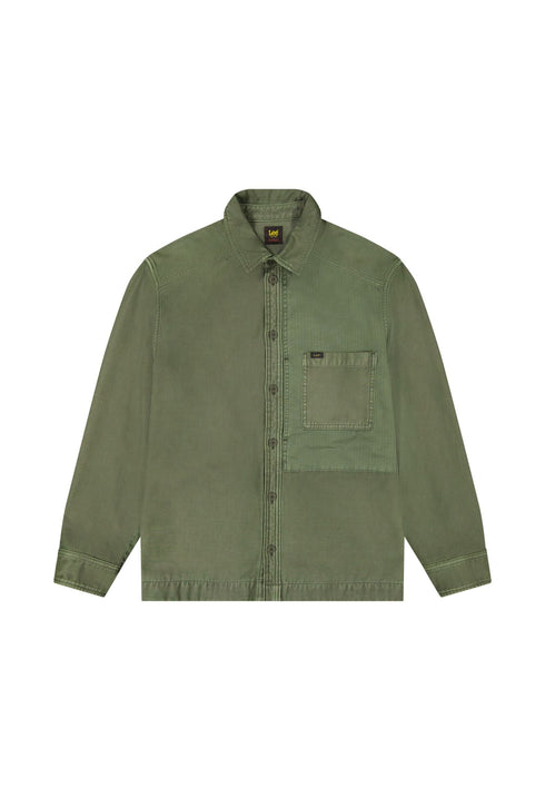 Lee Men's Paneled Overshirt In Oak Moss