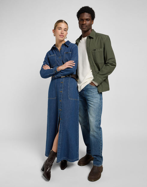 Lee Men's Paneled Overshirt In Oak Moss