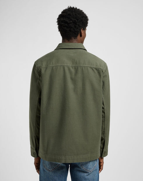 Lee Men's Paneled Overshirt In Oak Moss
