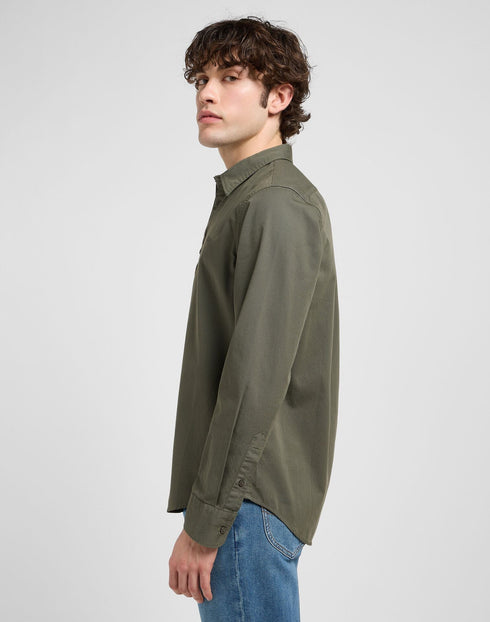 Lee Men's Patch Shirt In Olive Gray