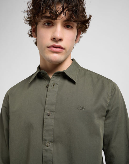 Lee Men's Patch Shirt In Olive Gray