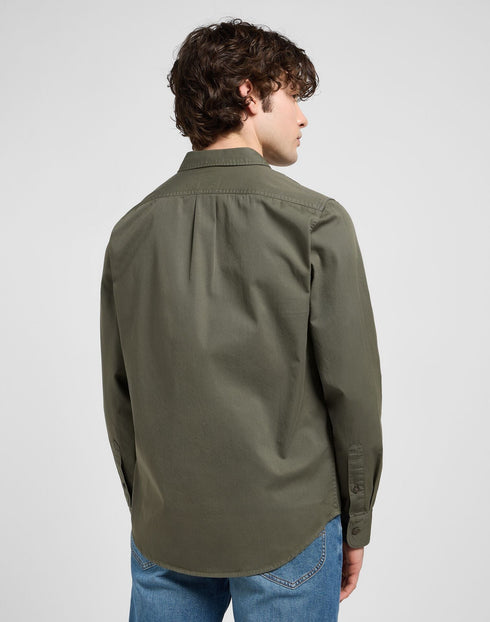 Lee Men's Patch Shirt In Olive Gray