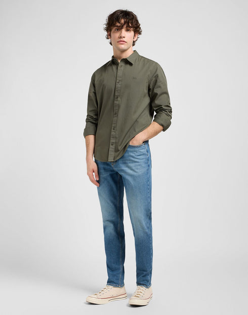 Lee Men's Patch Shirt In Olive Gray