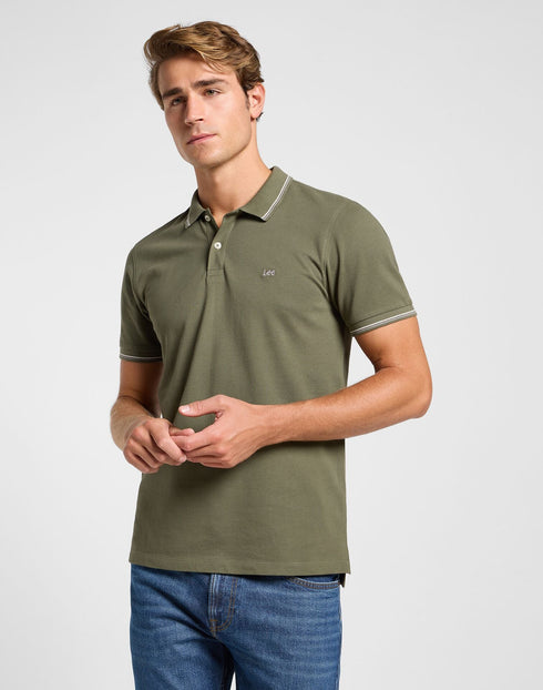 Lee Men's Pique Polo In Olive Groove