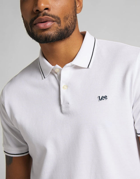Lee Men's Pique Polo T-shirt In Bright White - Rodeo In