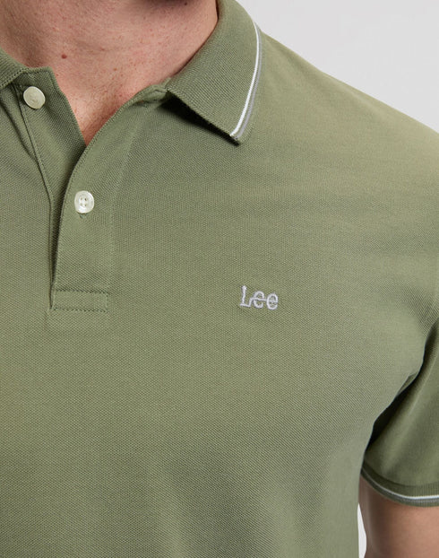Lee Men's Pique Polo T-Shirt In Mercantile Green - Rodeo In