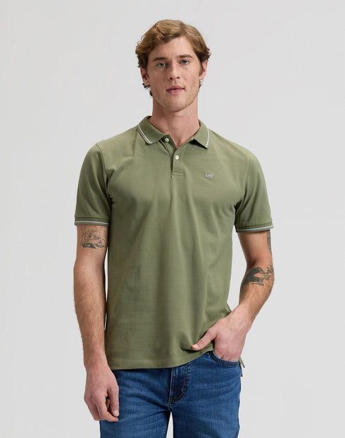 Lee Men's Pique Polo T-Shirt In Mercantile Green - Rodeo In