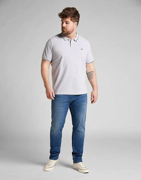 Lee Men's Pique Polo T-Shirt in Sharp Grey Melee - Rodeo In