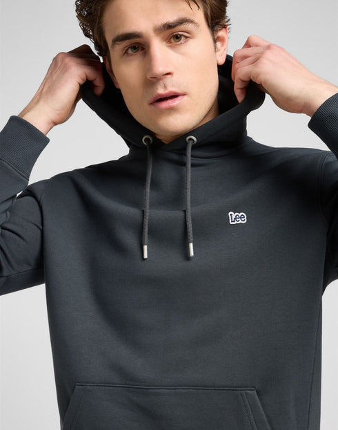 Lee Men's Plain Hoodie In Washed Black