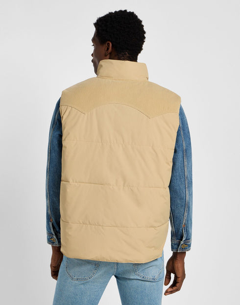 Lee Men's Reversible Western Puffer Vest In Sand