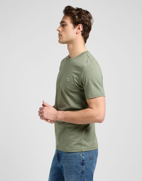 Lee Men's Short Sleeve Patch Logo T-Shirt In Olive Stone - Rodeo In