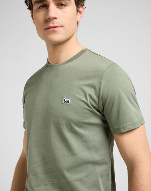 Lee Men's Short Sleeve Patch Logo T-Shirt In Olive Stone - Rodeo In