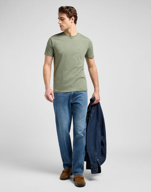 Lee Men's Short Sleeve Patch Logo T-Shirt In Olive Stone - Rodeo In