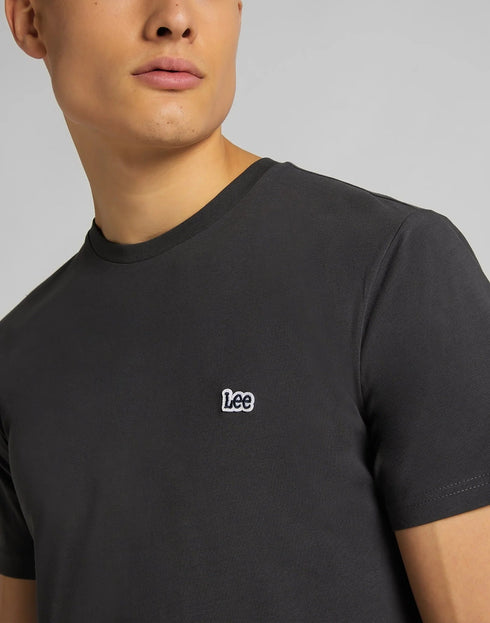 Lee Men's Short Sleeve Patch Logo T-Shirt In Washed Black