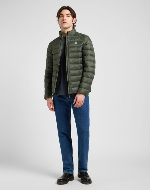 Lee Men's Stand Collar Puffer Jacket In Olive Gray