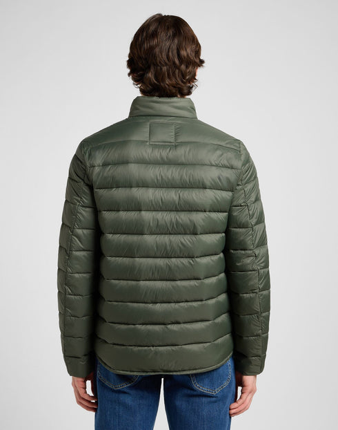 Lee Men's Stand Collar Puffer Jacket In Olive Gray - Rodeo In