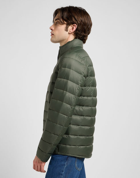 Lee Men's Stand Collar Puffer Jacket In Olive Gray