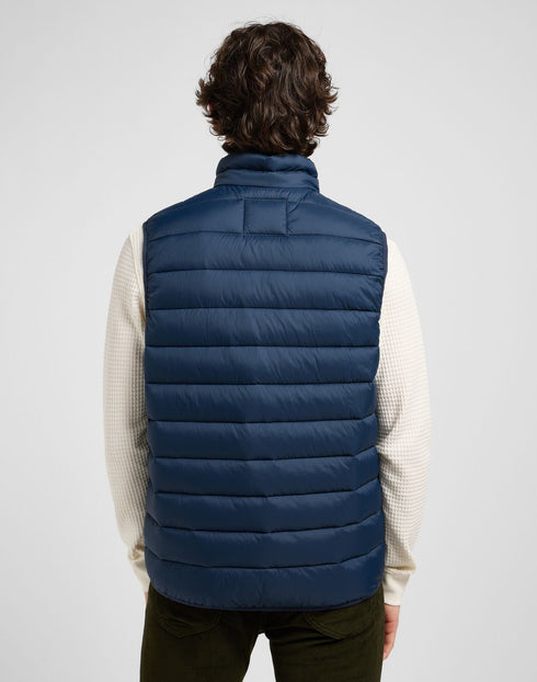 Lee Men's Stand Collar Puffer Vest In Rivet Navy