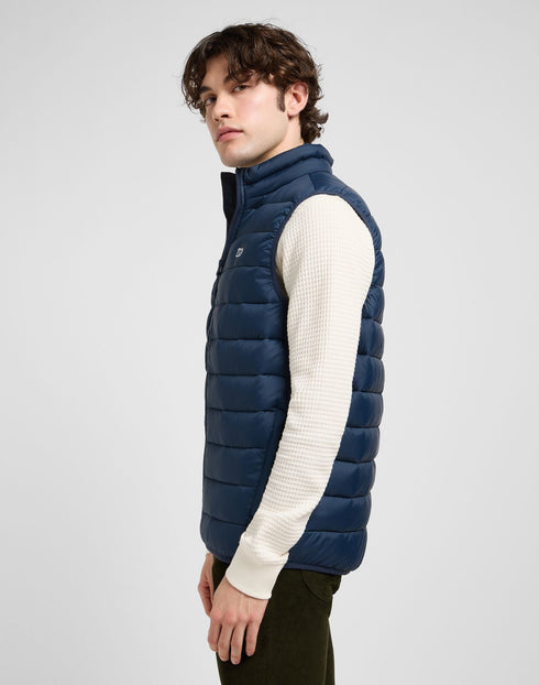 Lee Men's Stand Collar Puffer Vest In Rivet Navy