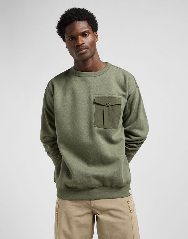 Lee Men's Utility Crew Sweatshirt In Oak Moss - Rodeo In