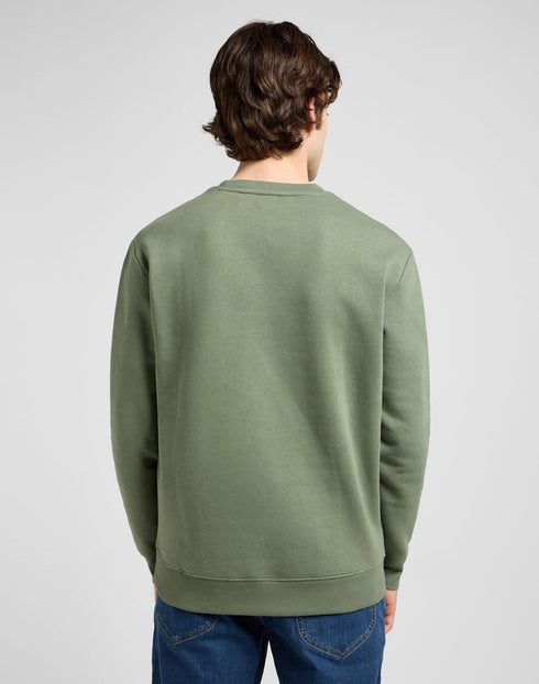 Lee Men's Wobbly Logo Sweatshirt In Olive Stone