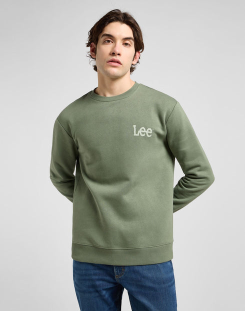 Lee Men's Wobbly Logo Sweatshirt In Olive Stone
