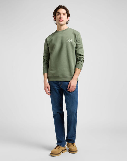 Lee Men's Wobbly Logo Sweatshirt In Olive Stone