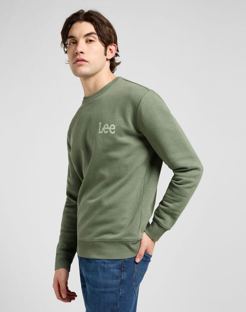 Lee Men's Wobbly Logo Sweatshirt In Olive Stone