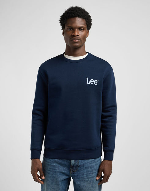 Lee Men's Wobbly Logo Sweatshirt In Rivet Navy