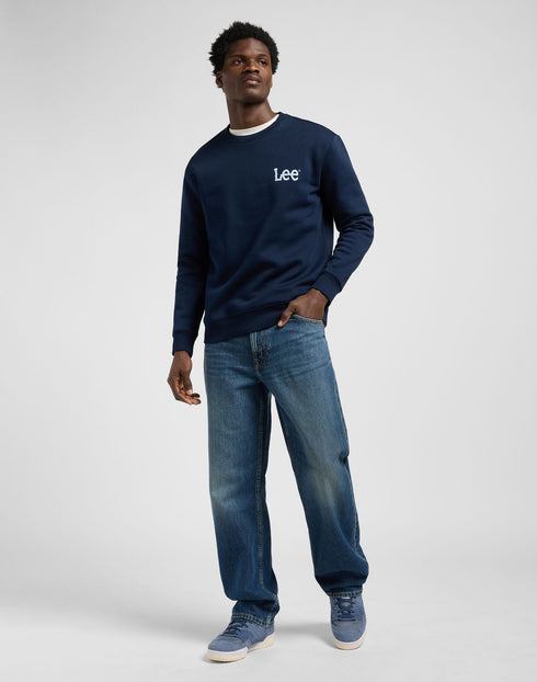 Lee Men's Wobbly Logo Sweatshirt In Rivet Navy