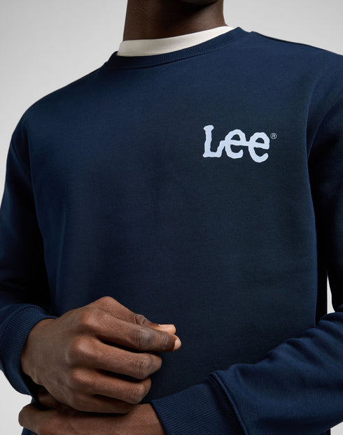 Lee Men's Wobbly Logo Sweatshirt In Rivet Navy
