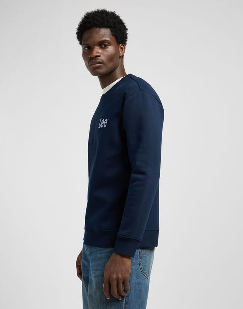 Lee Men's Wobbly Logo Sweatshirt In Rivet Navy