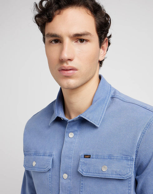 Lee Men's Work Wear Over-Shirt In Surf Blue