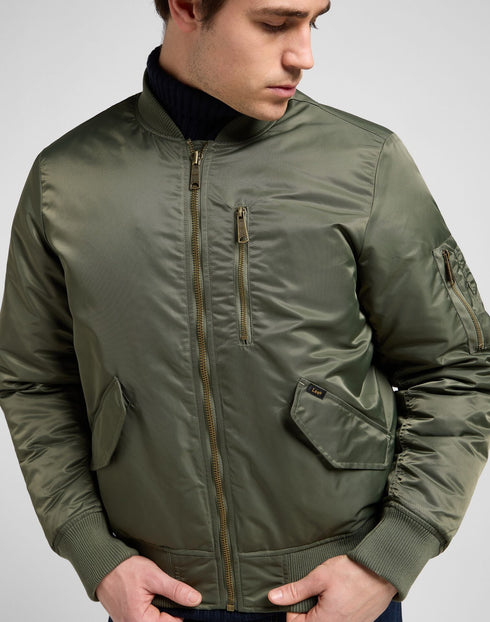 Lee Unisex Bomber Jacket In Oak Moss