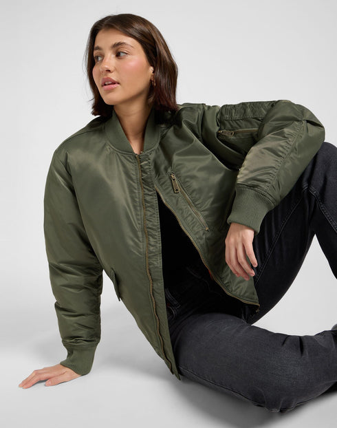 Lee Unisex Bomber Jacket In Oak Moss