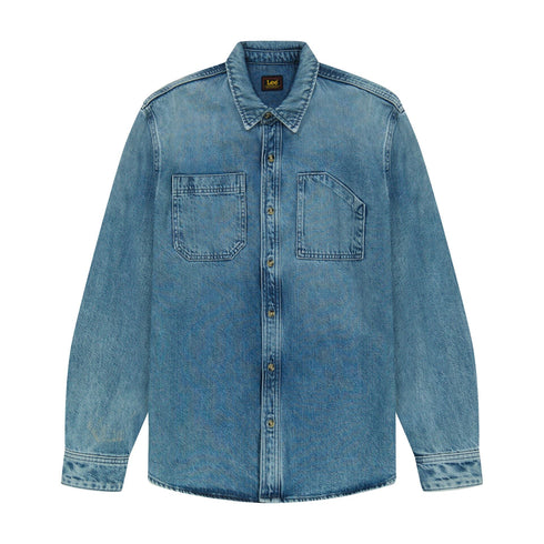 Lee Unisex Engineer Overshirt In Blue Meadow Wash