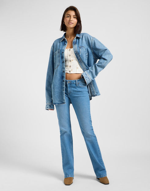 Lee Unisex Engineer Overshirt In Blue Meadow Wash